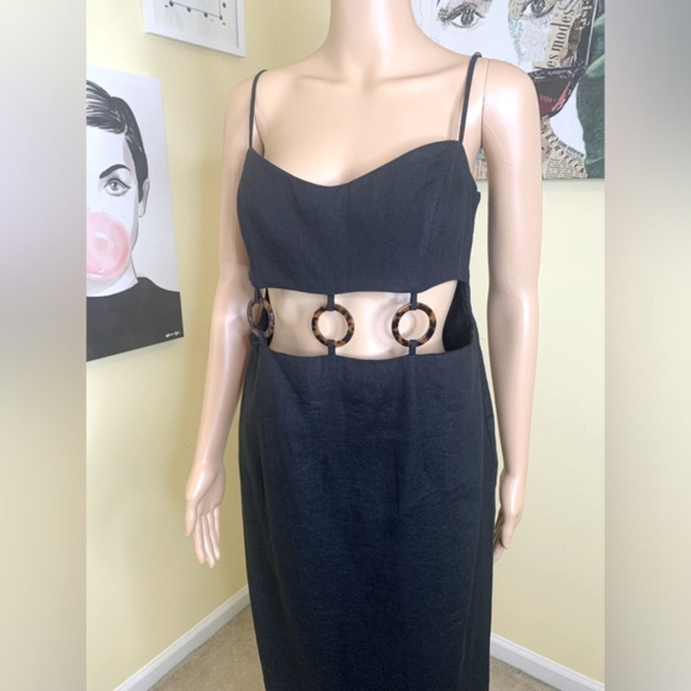 💫HP‼️💫 NWT Revolve RUMER 100% Linen “Bridget” Ring Maxi in Black, Size Large - Picture 9 of 17